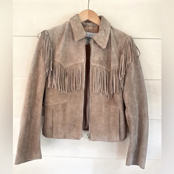 Vintage 80s fringe leather jacket sz Small - Picture 2 of 4
